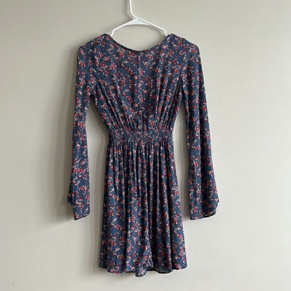 American Eagle Outfitters Floral Front Tie Long Sleeves Dress - Picture 7 of 9